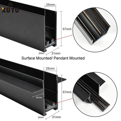220v 고전압은 자기를 띤 트랙 라이트 내장된 알루미늄 1m/1.5m/2m 트렉 레일을 이끌었습니다